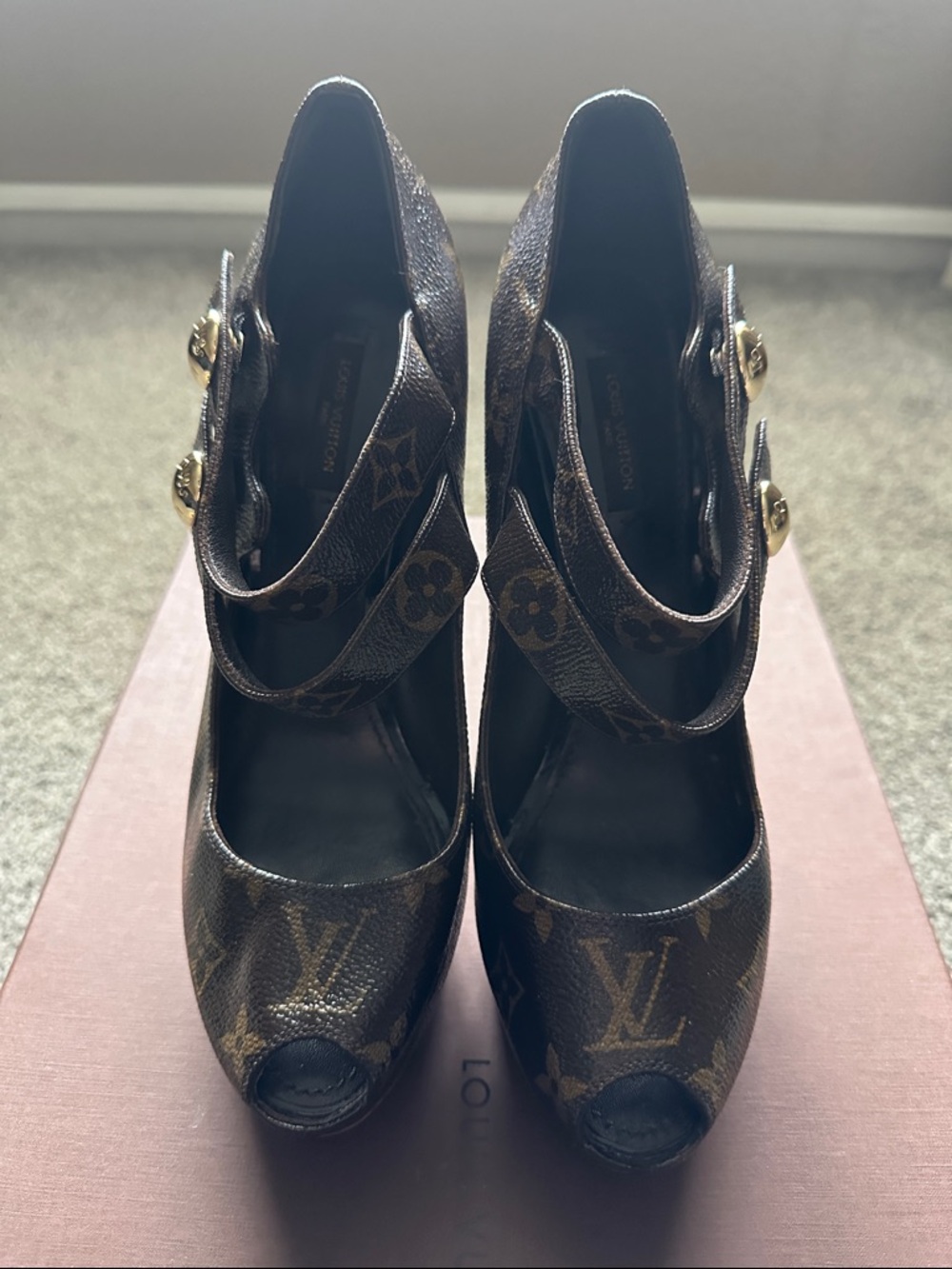 RARE! Authentic Louis Vuitton Ritual Fetish Monogram Canvas Peep Toe Pumps 40 - Picture 6 of 16